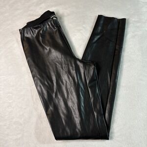 Cambio Faux‎ Leather Pants Womens Size 32 Black Skinny Slim Glossy Pull-on